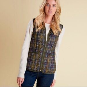 BARBOUR Tartan Betty Vest Plaid Layering Women 16 Fall Autumn Liner Pockets Zip